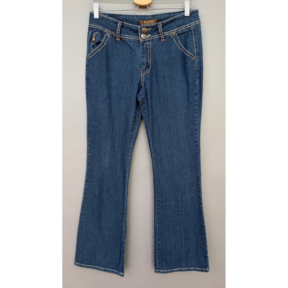 Beau Dawson Bootcut Jeans 6 Blue Denim Flap Pocket Stretch Y2K Western Boh Flare